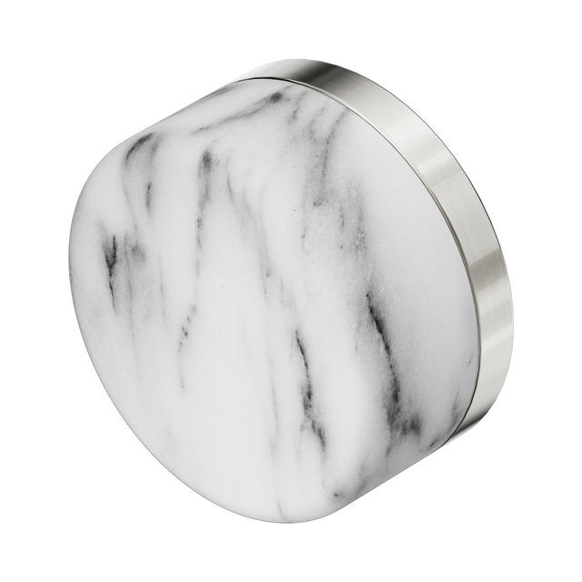 An image of Nero Tapware's Serenity Arabescato Corchia Handle Brushed Nickel