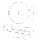 A line drawing of Nero Tapware's Serenity Wall Shower Head Brushed Bronze
