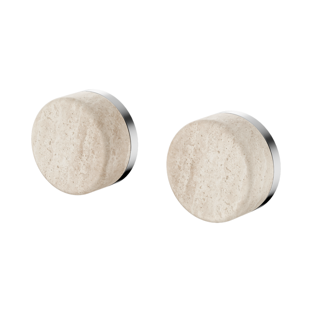 An image of Nero Tapware's Serenity Wall Top Assembly With Rome Travertine Handle Chrome