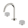 An image of Nero Tapware's Serenity Basin Set Arc Spout With Carrara Handle Brushed Nickel