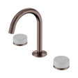 An image of Nero Tapware's Serenity Basin Set Arc Spout With Carrara Handle Brushed Bronze