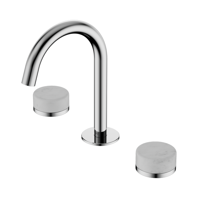An image of Nero Tapware's Serenity Basin Set Arc Spout With Carrara Handle Chrome