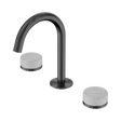 An image of Nero Tapware's Serenity Basin Set Arc Spout With Carrara Handle Gun Metal