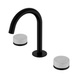 An image of Nero Tapware's Serenity Basin Set Arc Spout With Carrara Handle Matt Black