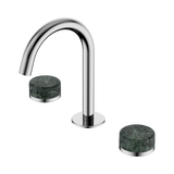 An image of Nero Tapware's Serenity Basin Set Arc Spout With Verde Alpi Handle Chrome