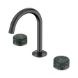 An image of Nero Tapware's Serenity Basin Set Arc Spout With Verde Alpi Handle Gun Metal