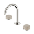 An image of Nero Tapware's Serenity Basin Set Arc Spout With Rome Travertine Handle Brushed Nickel