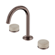 An image of Nero Tapware's Serenity Basin Set Arc Spout With Rome Travertine Handle Brushed Bronze