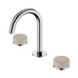 An image of Nero Tapware's Serenity Basin Set Arc Spout With Rome Travertine Handle Chrome
