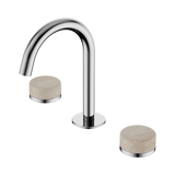 An image of Nero Tapware's Serenity Basin Set Arc Spout With Rome Travertine Handle Chrome