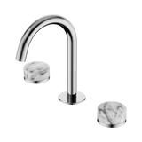 An image of Nero Tapware's Serenity Basin Set Arc Spout With Arabescato Corchia Handle Chrome
