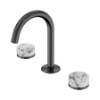 An image of Nero Tapware's Serenity Basin Set Arc Spout With Arabescato Corchia Handle Gun Metal