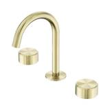 An image of Nero Tapware's Serenity Basin Set Arc Spout With Metal Handle Brushed Gold