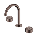An image of Nero Tapware's Serenity Basin Set Arc Spout With Metal Handle Brushed Bronze