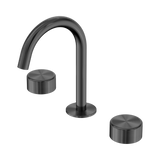 An image of Nero Tapware's Serenity Basin Set Arc Spout With Metal Handle Gun Metal