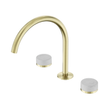 An image of Nero Tapware's Serenity Bath/Kitchen Set Arc Spout With Carrara Handle Brushed Gold