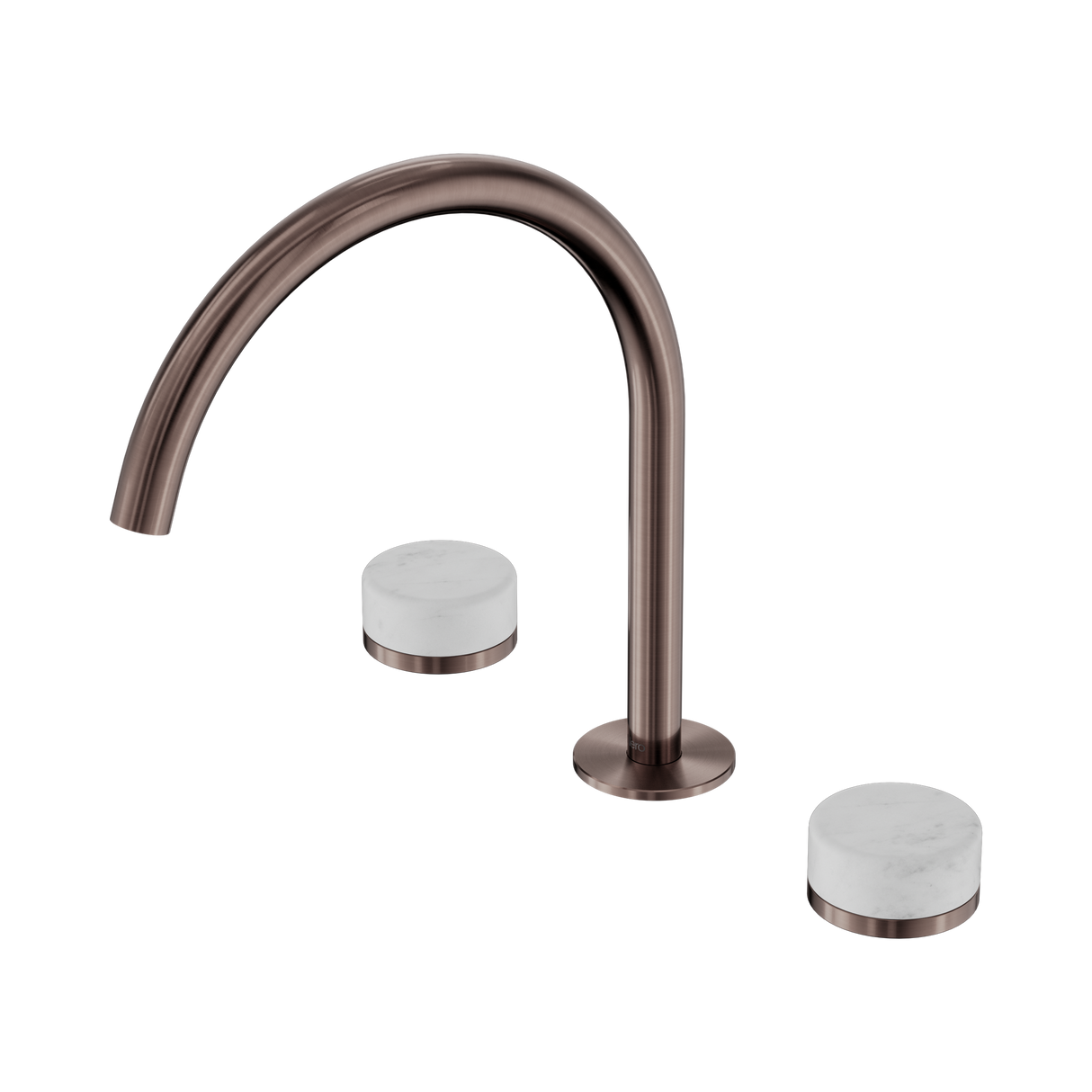 An image of Nero Tapware's Serenity Bath/Kitchen Set Arc Spout With Carrara Handle Brushed Bronze