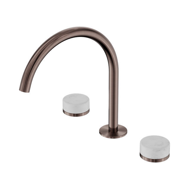 An image of Nero Tapware's Serenity Bath/Kitchen Set Arc Spout With Carrara Handle Brushed Bronze
