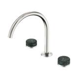 An image of Nero Tapware's Serenity Bath/Kitchen Set Arc Spout With Verde Alpi Handle Brushed Nickel