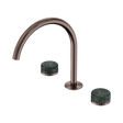 An image of Nero Tapware's Serenity Bath/Kitchen Set Arc Spout With Verde Alpi Handle Brushed Bronze