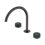 An image of Nero Tapware's Serenity Bath/Kitchen Set Arc Spout With Verde Alpi Handle Gun Metal