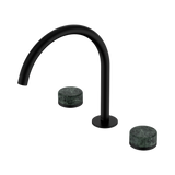 An image of Nero Tapware's Serenity Bath/Kitchen Set Arc Spout With Verde Alpi Handle Matt Black