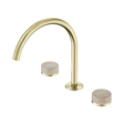 An image of Nero Tapware's Serenity Bath/Kitchen Set Arc Spout With Rome Travertine Handle Brushed Gold