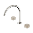 An image of Nero Tapware's Serenity Bath/Kitchen Set Arc Spout With Rome Travertine Handle Brushed Nickel