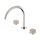 An image of Nero Tapware's Serenity Bath/Kitchen Set Arc Spout With Rome Travertine Handle Brushed Nickel