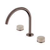 An image of Nero Tapware's Serenity Bath/Kitchen Set Arc Spout With Rome Travertine Handle Brushed Bronze