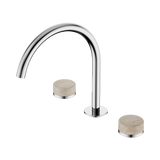 An image of Nero Tapware's Serenity Bath/Kitchen Set Arc Spout With Rome Travertine Handle Chrome