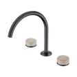 An image of Nero Tapware's Serenity Bath/Kitchen Set Arc Spout With Rome Travertine Handle Gun Metal