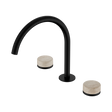 An image of Nero Tapware's Serenity Bath/Kitchen Set Arc Spout With Rome Travertine Handle Matt Black