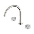 An image of Nero Tapware's Serenity Bath/Kitchen Set Arc Spout With Arabescato Corchia Handle Brushed Nickel