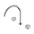 An image of Nero Tapware's Serenity Bath/Kitchen Set Arc Spout With Arabescato Corchia Handle Chrome