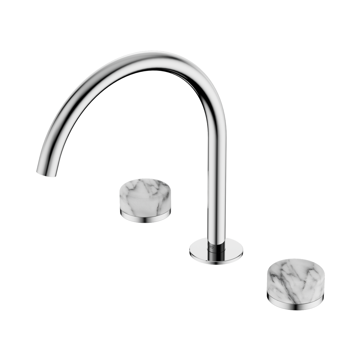 An image of Nero Tapware's Serenity Bath/Kitchen Set Arc Spout With Arabescato Corchia Handle Chrome