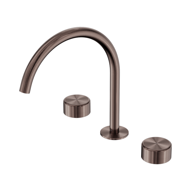 An image of Nero Tapware's Serenity Bath/Kitchen Set Arc Spout With Metal Handle Brushed Bronze