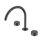 An image of Nero Tapware's Serenity Bath/Kitchen Set Arc Spout With Metal Handle Gun Metal