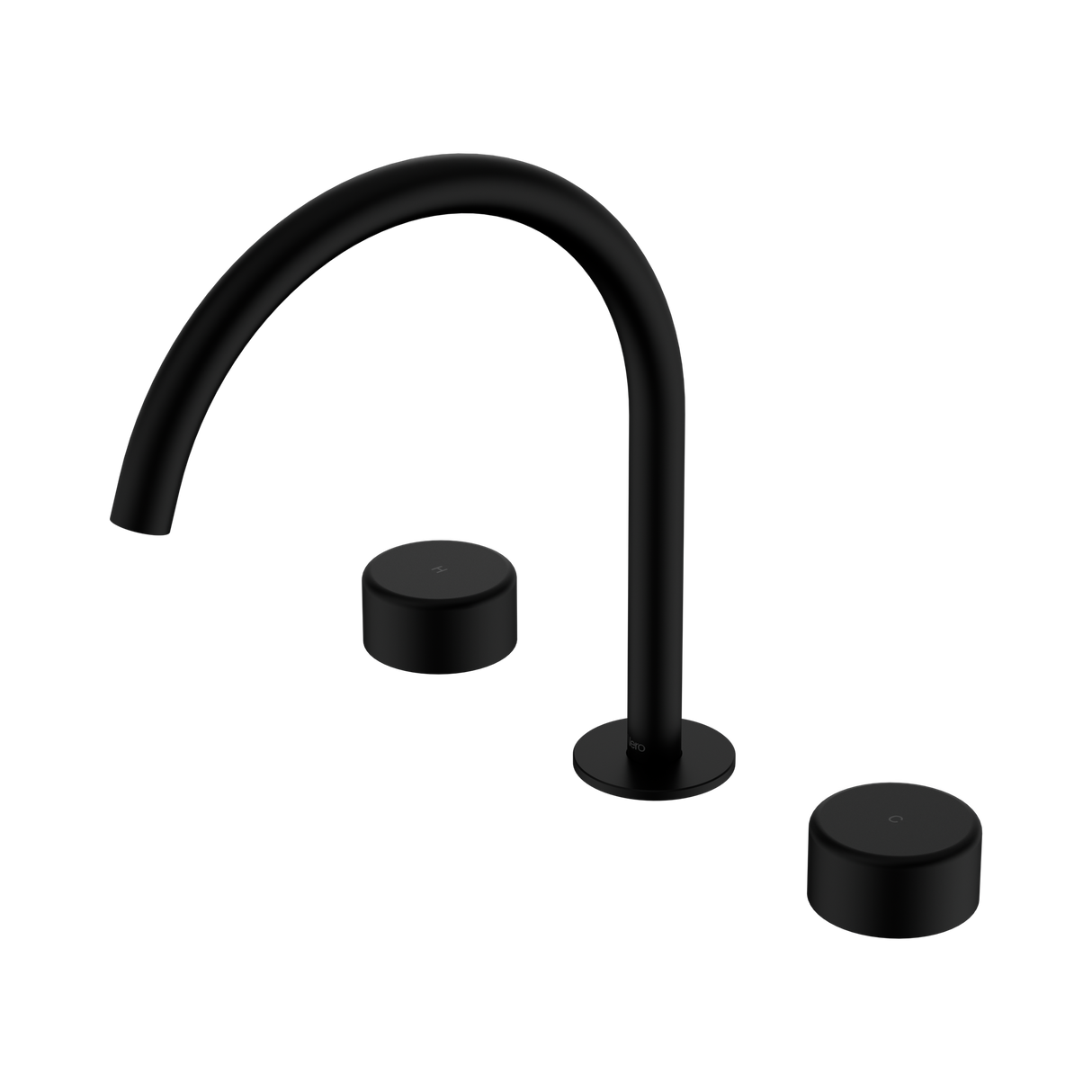 An image of Nero Tapware's Serenity Bath/Kitchen Set Arc Spout With Metal Handle Matt Black