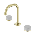 An image of Nero Tapware's Serenity Basin Set Edge Spout With Carrara Handle Brushed Gold