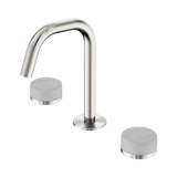 An image of Nero Tapware's Serenity Basin Set Edge Spout With Carrara Handle Brushed Nickel