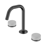An image of Nero Tapware's Serenity Basin Set Edge Spout With Carrara Handle Gun Metal
