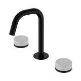 An image of Nero Tapware's Serenity Basin Set Edge Spout With Carrara Handle Matt Black