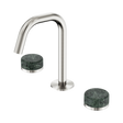 An image of Nero Tapware's Serenity Basin Set Edge Spout With Verde Alpi Handle Brushed Nickel