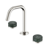 An image of Nero Tapware's Serenity Basin Set Edge Spout With Verde Alpi Handle Brushed Nickel