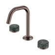 An image of Nero Tapware's Serenity Basin Set Edge Spout With Verde Alpi Handle Brushed Bronze