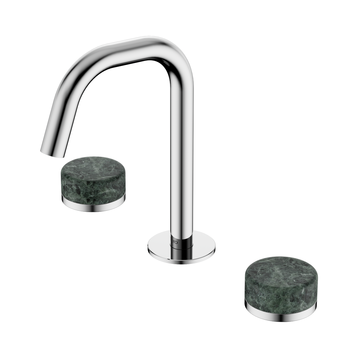 An image of Nero Tapware's Serenity Basin Set Edge Spout With Verde Alpi Handle Chrome