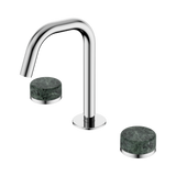 An image of Nero Tapware's Serenity Basin Set Edge Spout With Verde Alpi Handle Chrome