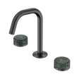 An image of Nero Tapware's Serenity Basin Set Edge Spout With Verde Alpi Handle Gun Metal