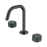 An image of Nero Tapware's Serenity Basin Set Edge Spout With Verde Alpi Handle Gun Metal